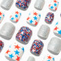 Stars &amp; Stripes Glittery Square Press On Faux Nail Set - 24 Pack,