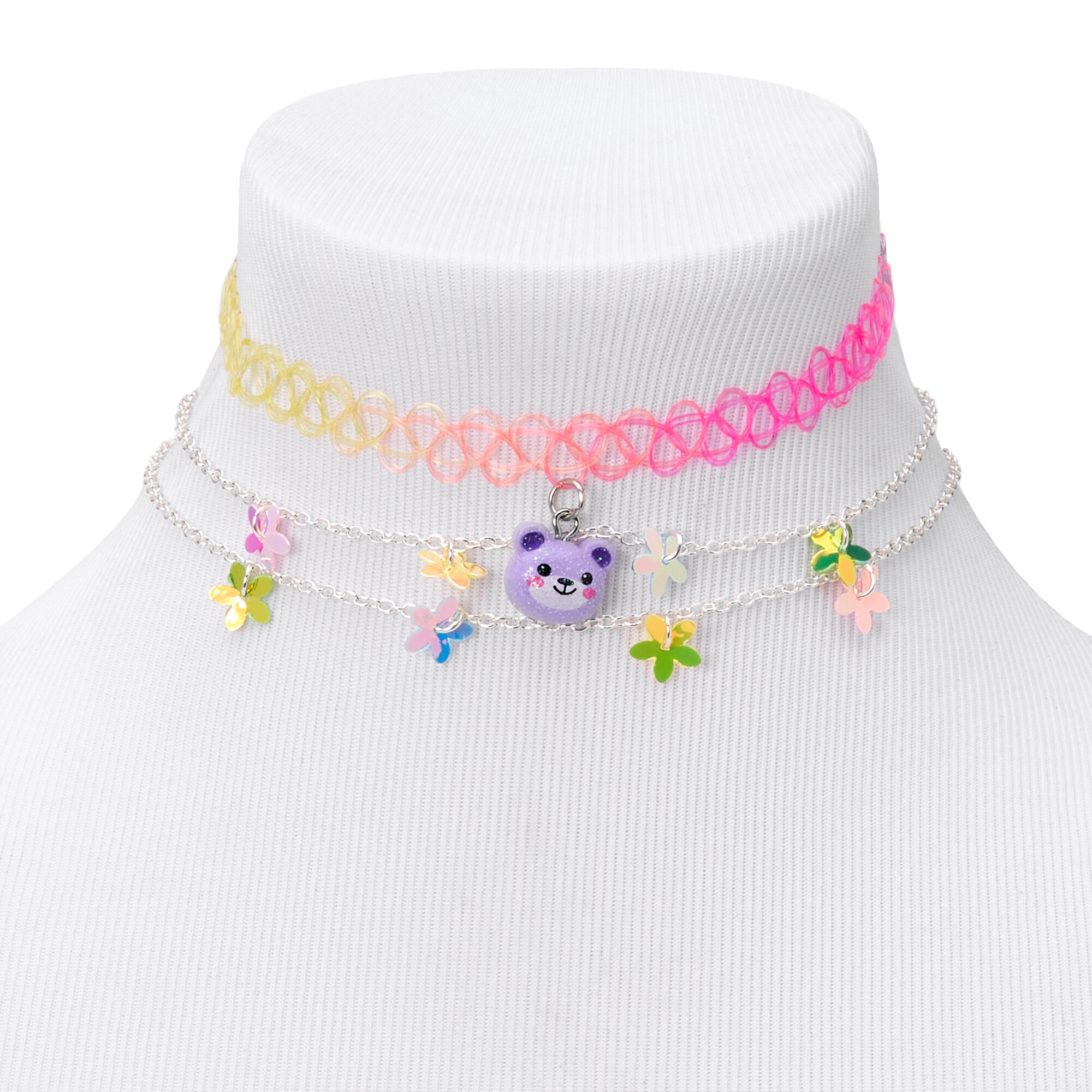 View Claires Club Bear Choker Necklaces 3 Pack Purple information