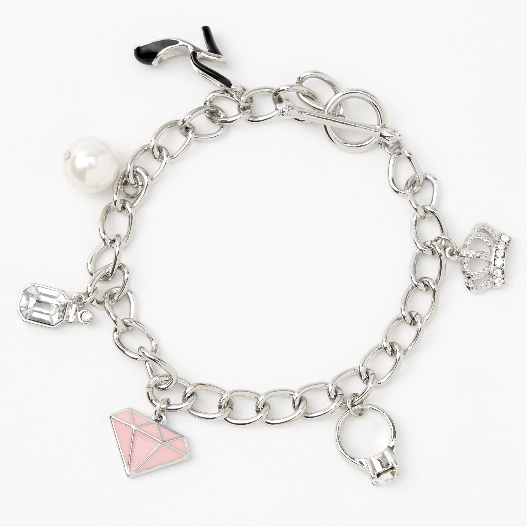 Silver Toggle Chain Link Charm Bracelet | Claire's US