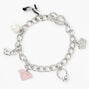 Silver Toggle Chain Link Charm Bracelet,