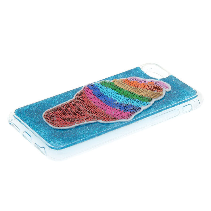 Rainbow Sequin Ice Cream Cone Phone Case - Turquoise,