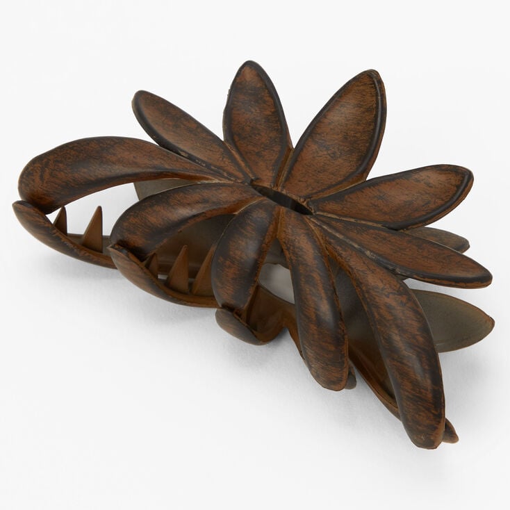 Faux Wood Flower Hair Claw - Brown,