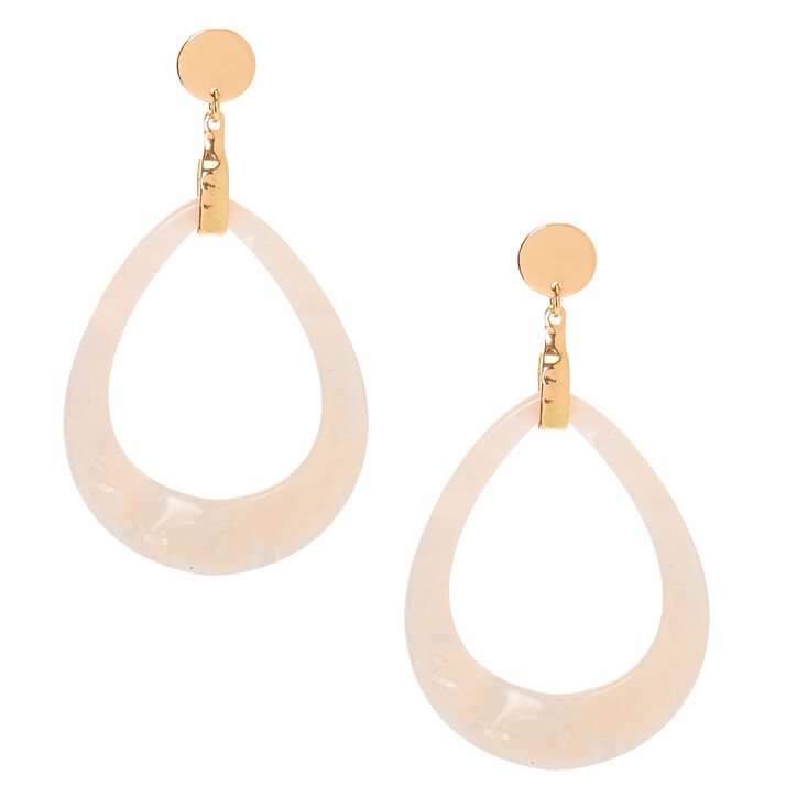 Claire's Pendantes en goutte 6,3 cm couleur doré - Blanc