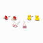 Mushroom, Dice, Ducky Stud Earrings - 3 Pack,
