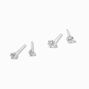 Clous d&rsquo;oreilles cupcake ronds de tailles diff&eacute;rentes en zircon cubique et argent - Lot de 2,