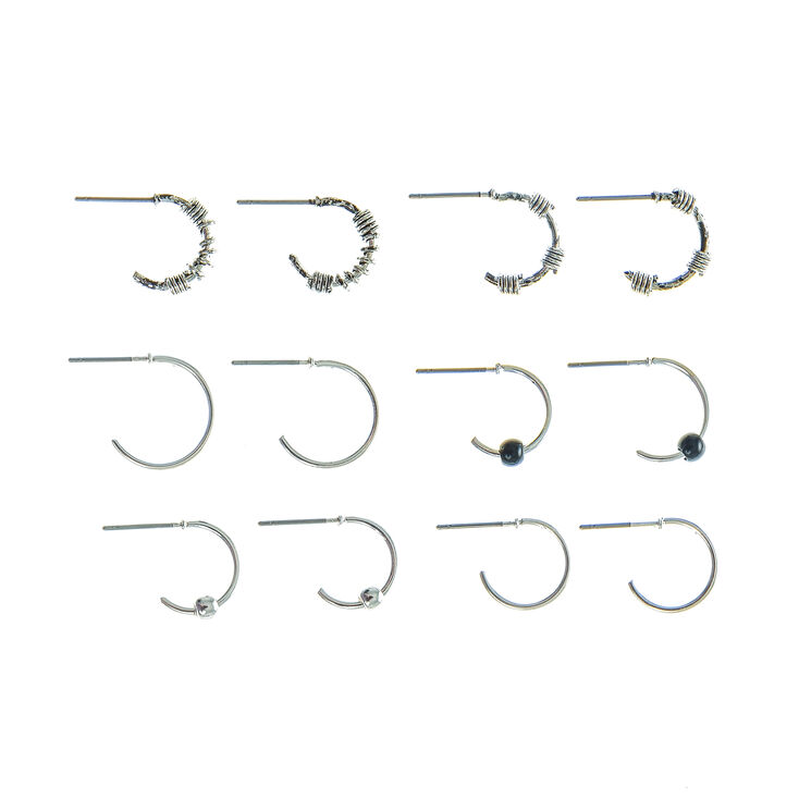Claire's Lot de 6 demi-créoles couleur argenté