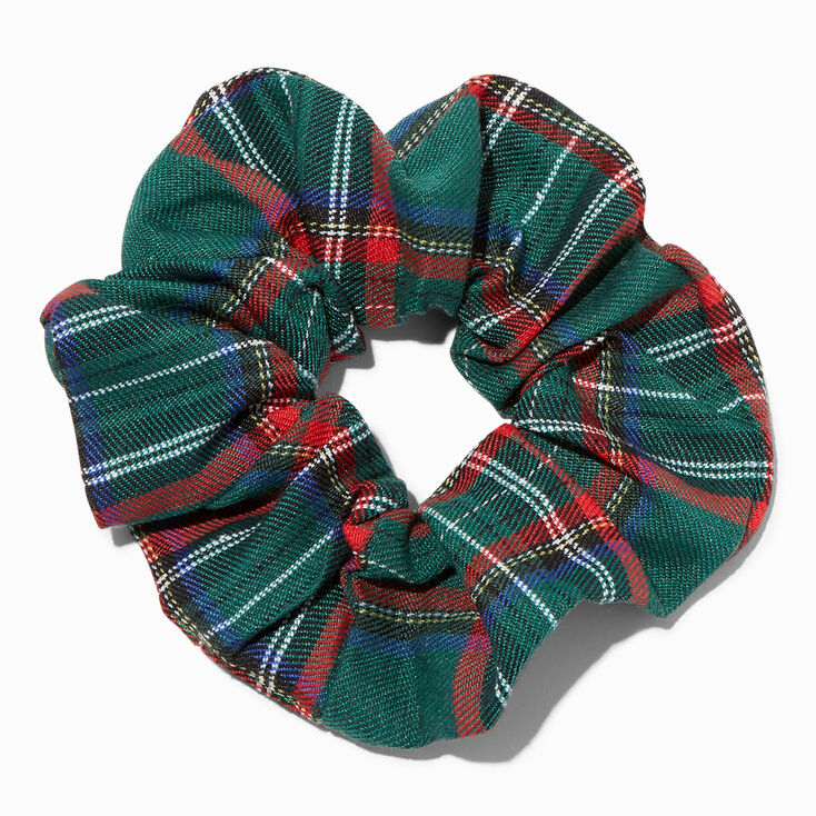 Medium Green Plaid Hair Scrunchie,