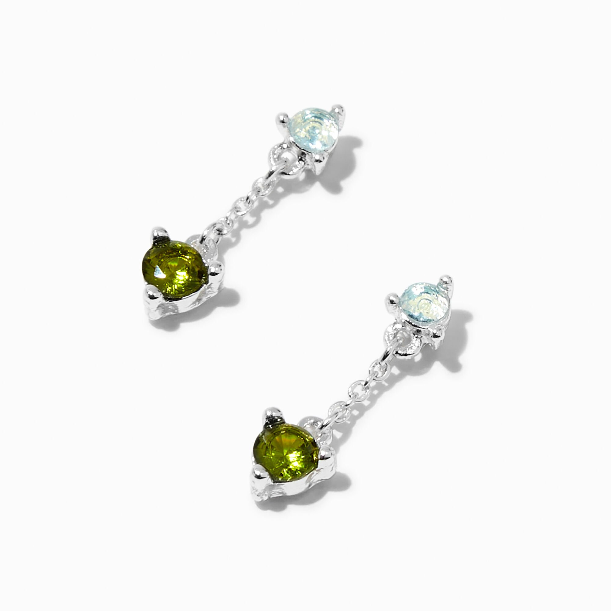 View Claires Cubic Zirconia Stack SilverTone 05 Drop Earrings Green information
