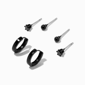 Boucles d&rsquo;oreilles superposables noires - Lot de 3,