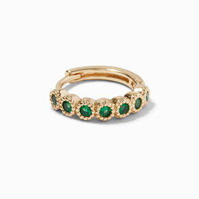 Gold-tone Stainless Steel Green Cubic Zirconia 18G Cartilage Clicker Earring,