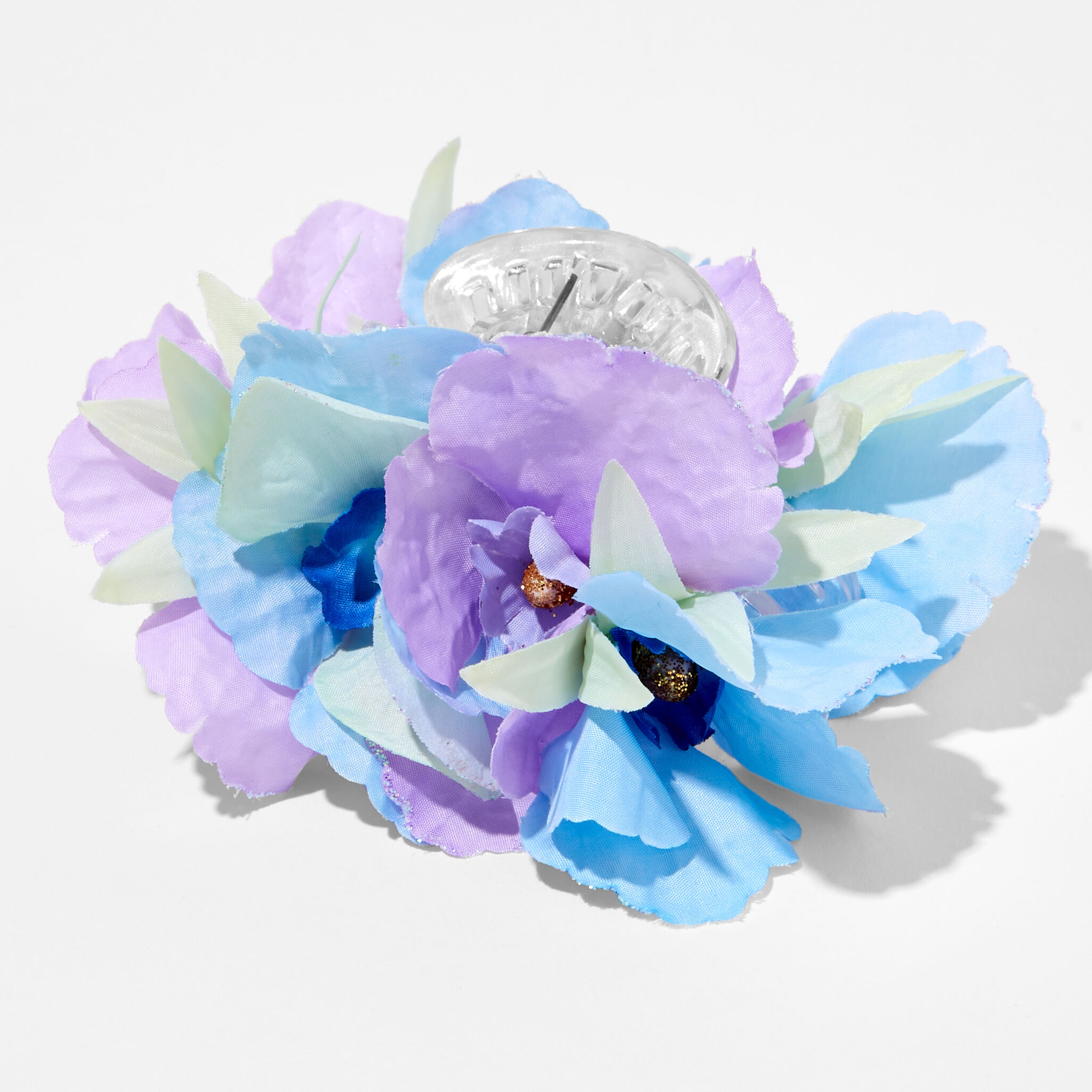 Pince à cheveux à fleurs bleues et violettes,