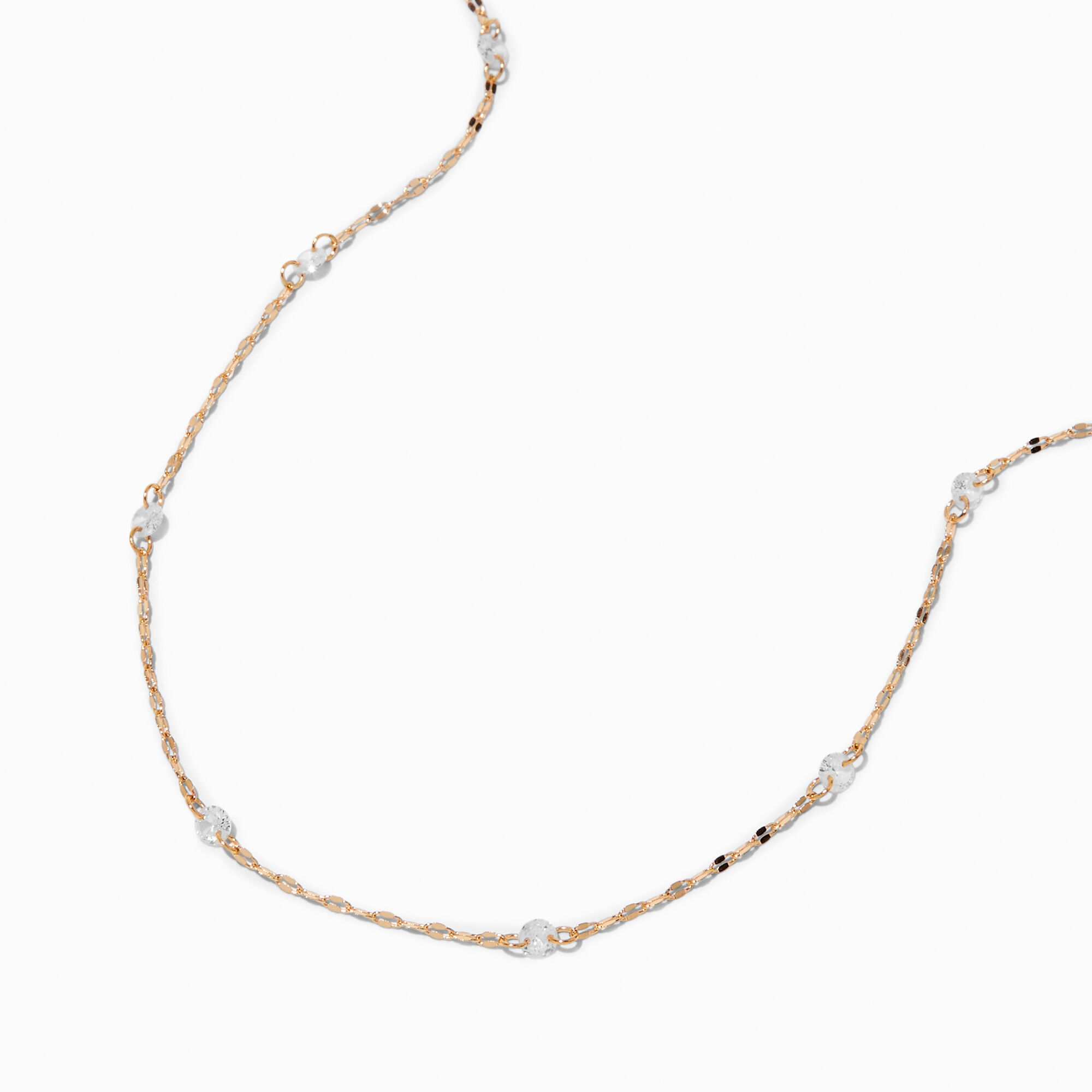 View Claires Tone Cubic Zirconia Disco Chain Necklace Gold information