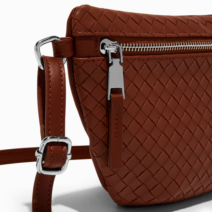 Brown Woven Belt Bag,