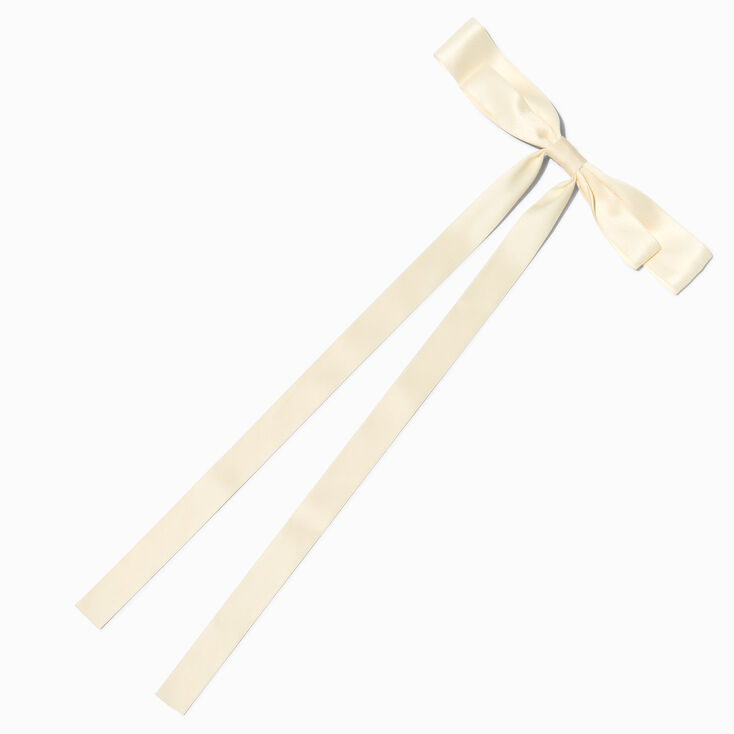 Ivory Extra Long Hair Bow Clip ,