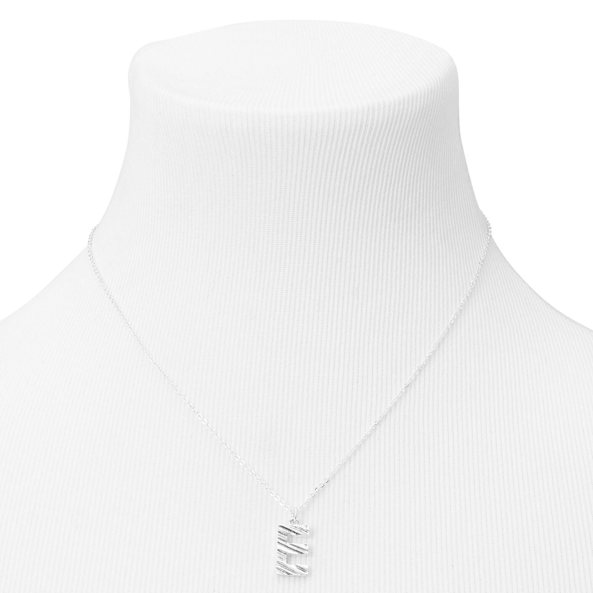 Silver Ridge Initial Pendant Necklace - E,