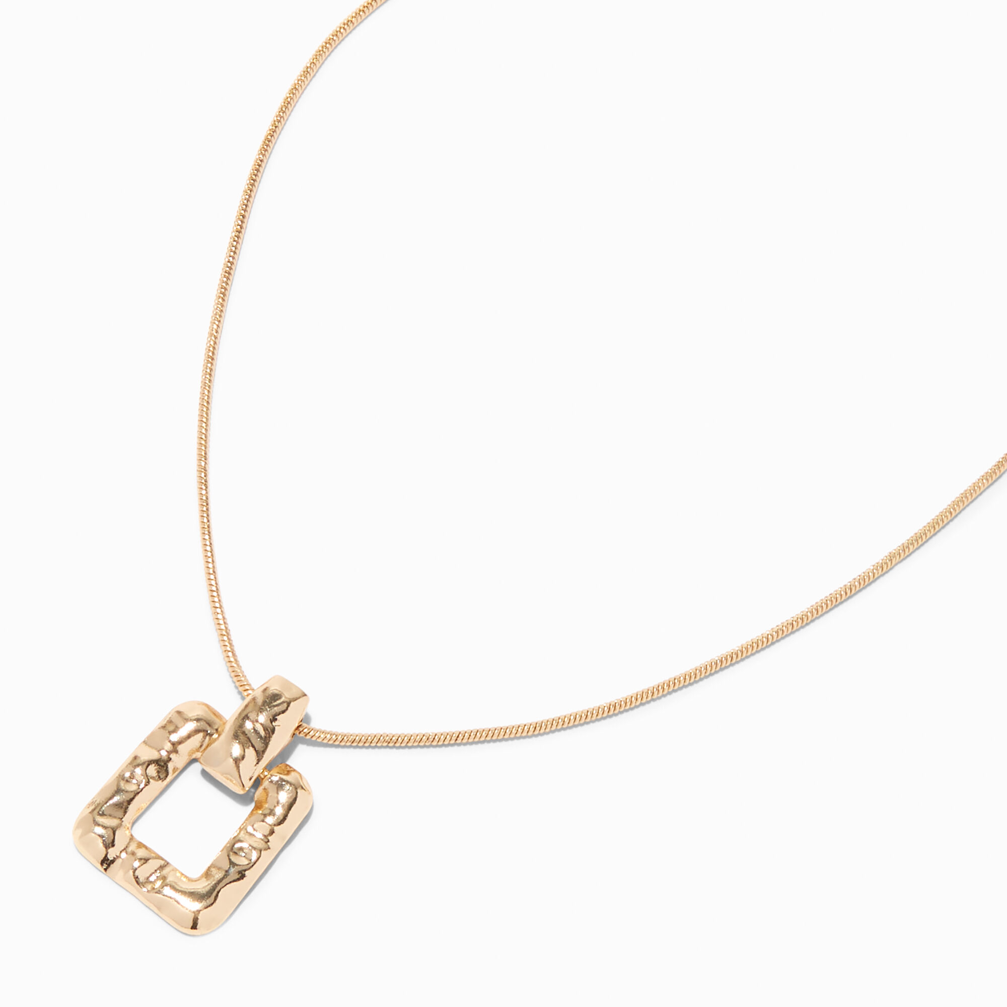 View Claires Tone Textured Square Door Knocker Pendant Necklace Gold information
