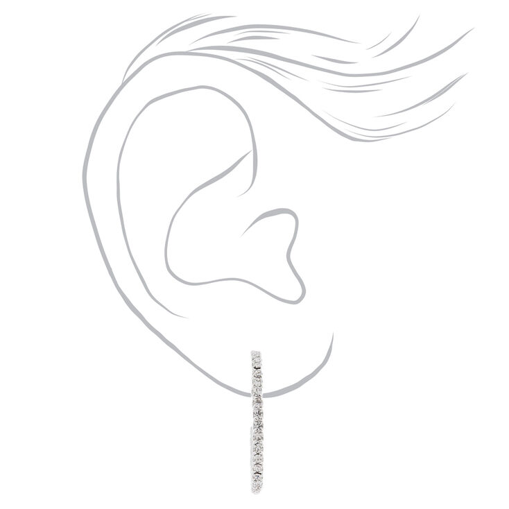Silver-tone 20MM Crystal Hoop Earrings,