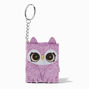 Porte-cl&eacute;s mini journal hibou violet,