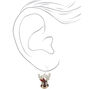 Silver 1&quot; Glitter Reindeer Drop Earrings,