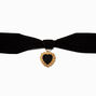 Gold-tone Heart Black Velvet Bow Choker Necklace,