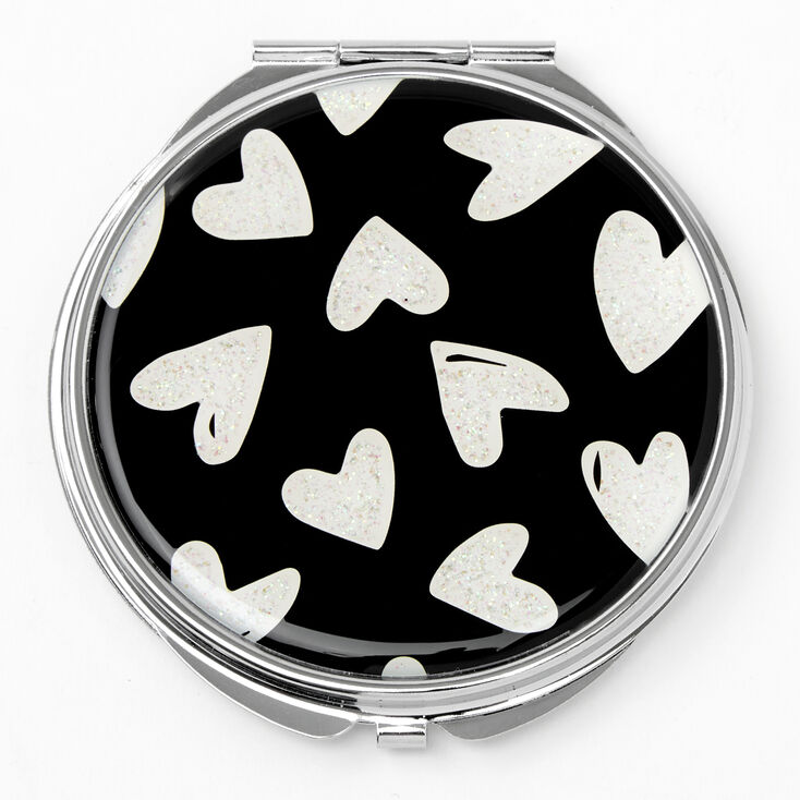 Claire's Miroir compact cœur - Noir et blanc