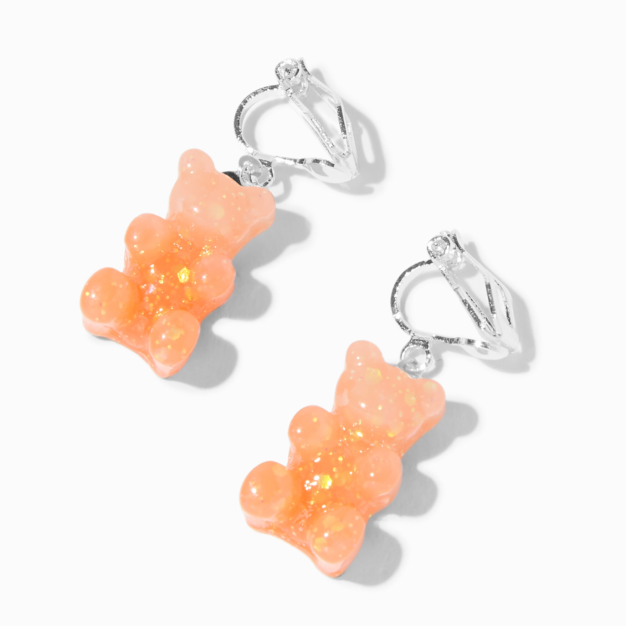 Coral UV Color-Changing Gummy Bears® 0.5" Clip-On Drop Earrings,