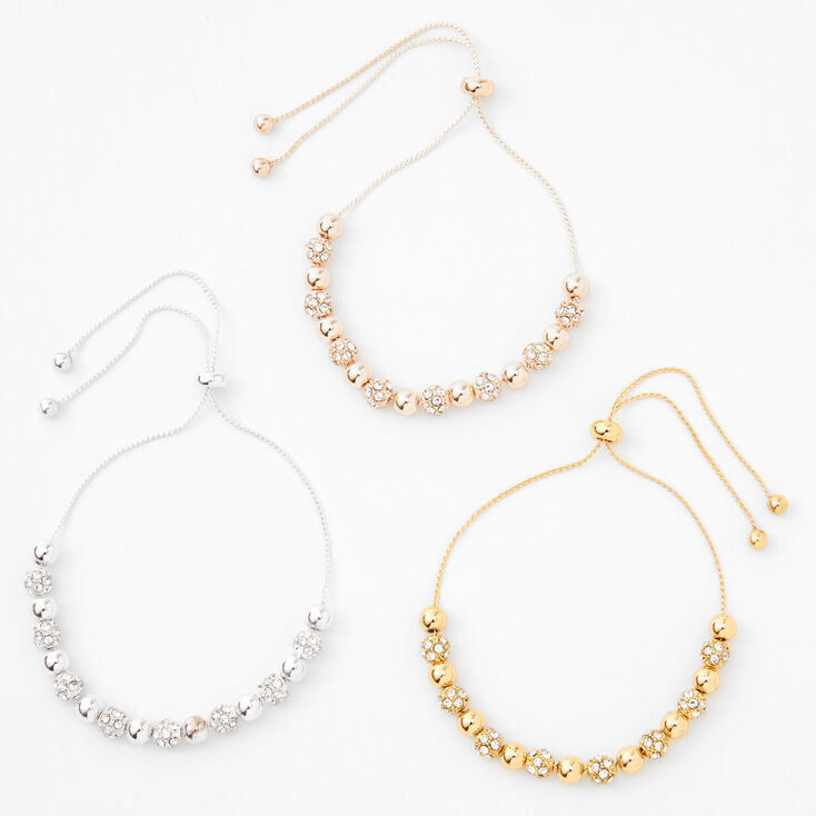 Bracelet bolo disco en m&eacute;taux mixtes - Lot de 3,