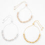 Bracelet bolo disco en m&eacute;taux mixtes - Lot de 3,