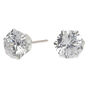 Sterling Silver Cubic Zirconia Round Stud Earrings - 8MM,