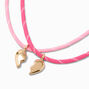 Best Friends Gold-tone Split Heart Pink Rope Pendant Necklaces - 2 Pack,