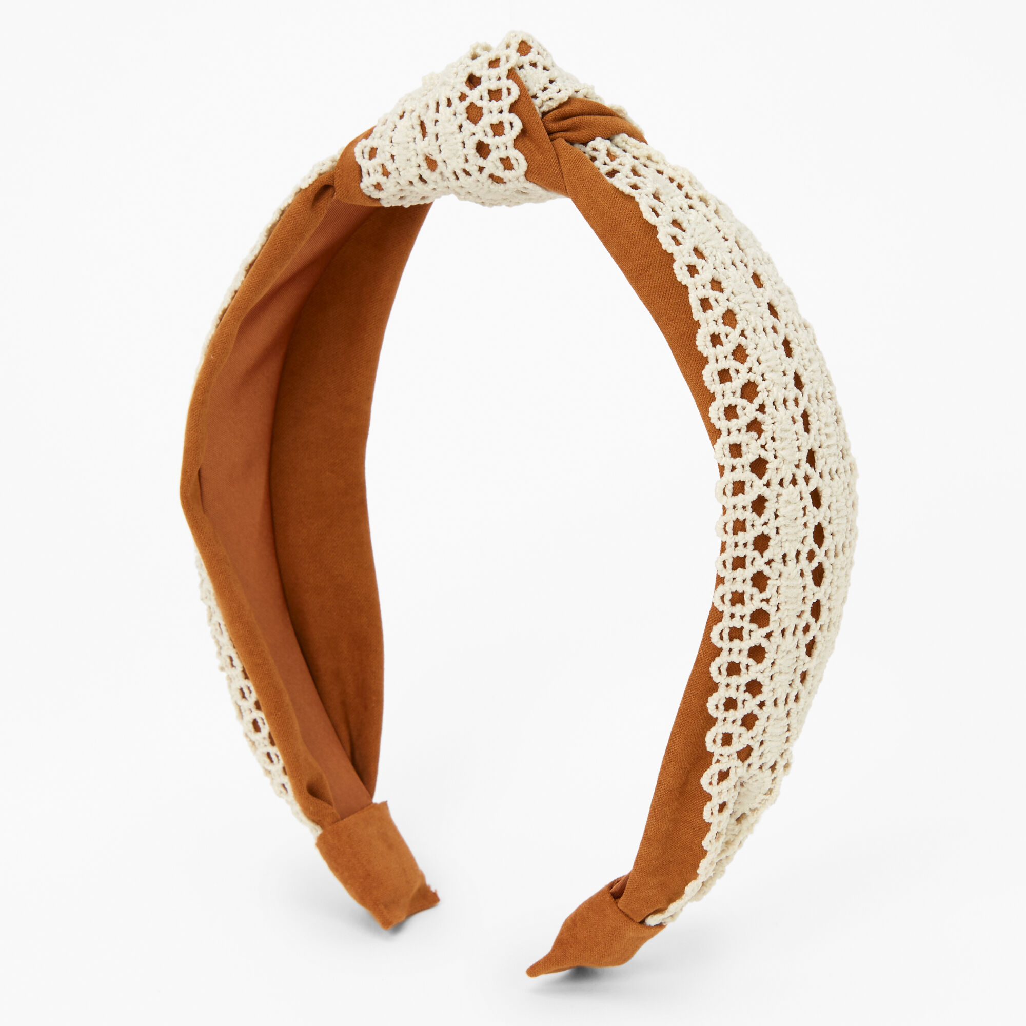 View Claires Crochet Knotted Headband Tan information