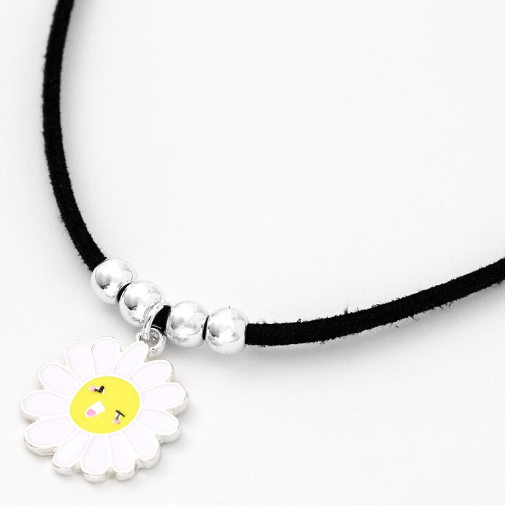 Claire's Collier à pendentif en cordon avec marguerite - Noir