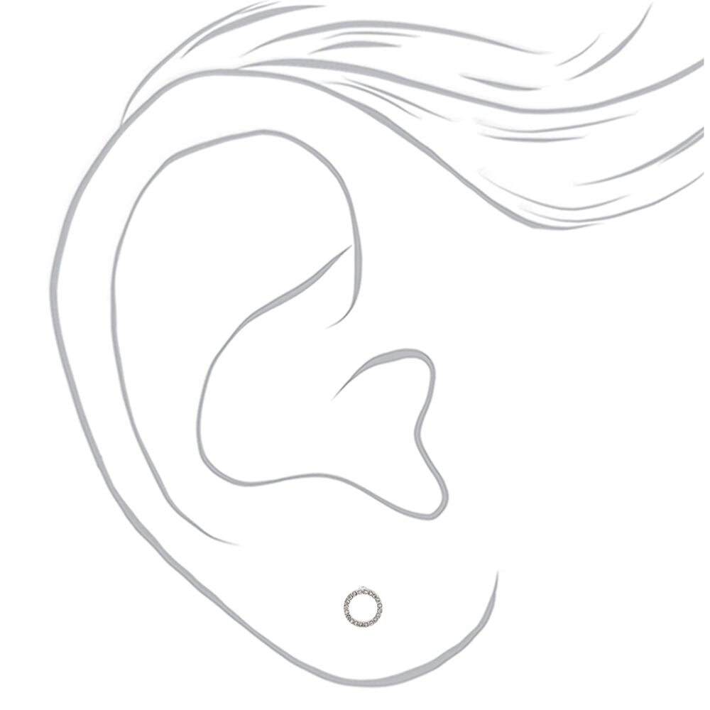 Silver Embellished Circle Stud Earrings,