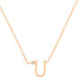 Gold Stone Initial Pendant Necklace - U,