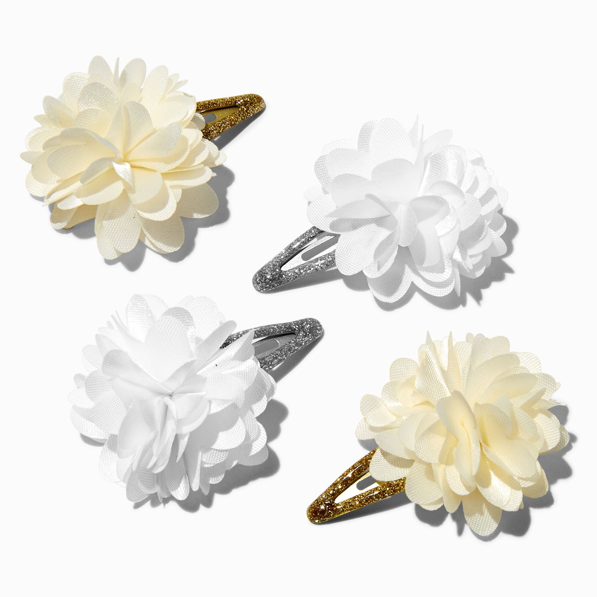 Claire's Club Special Occasion Chiffon Flower Snap Hair Clips - 4 Pack,