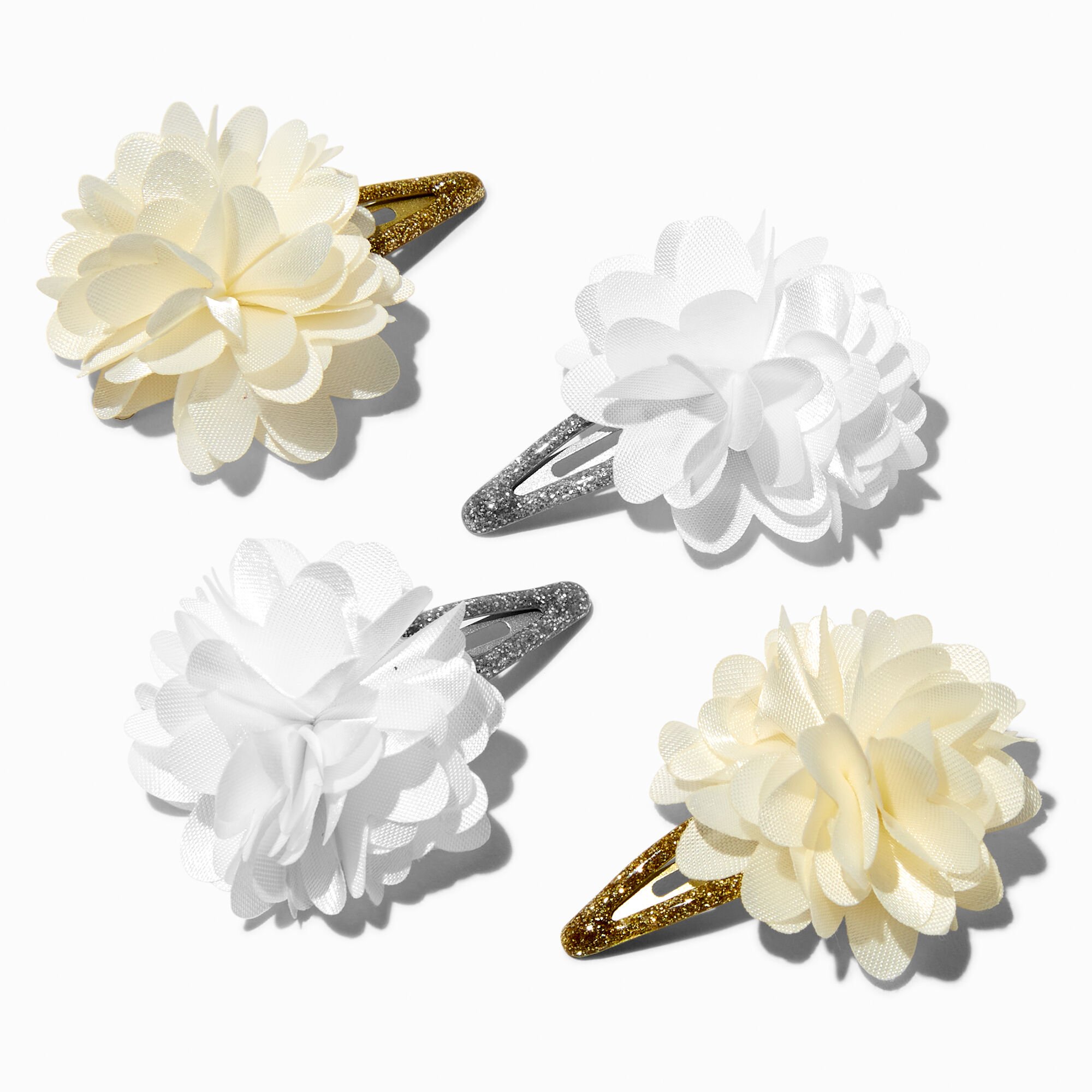 View Claires Club Special Occasion Chiffon Flower Snap Hair Clips 4 Pack information