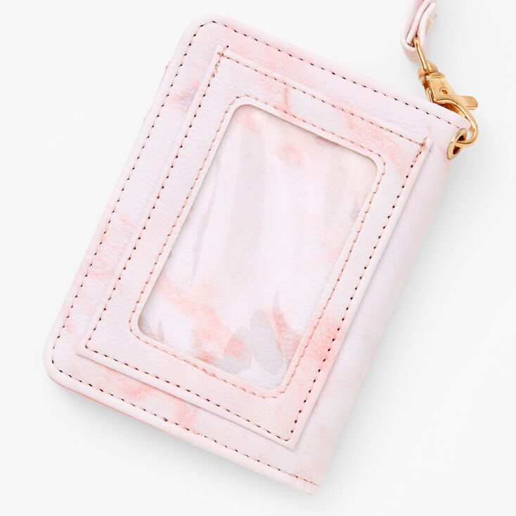 Pink Marble Wallet With Lanyard,