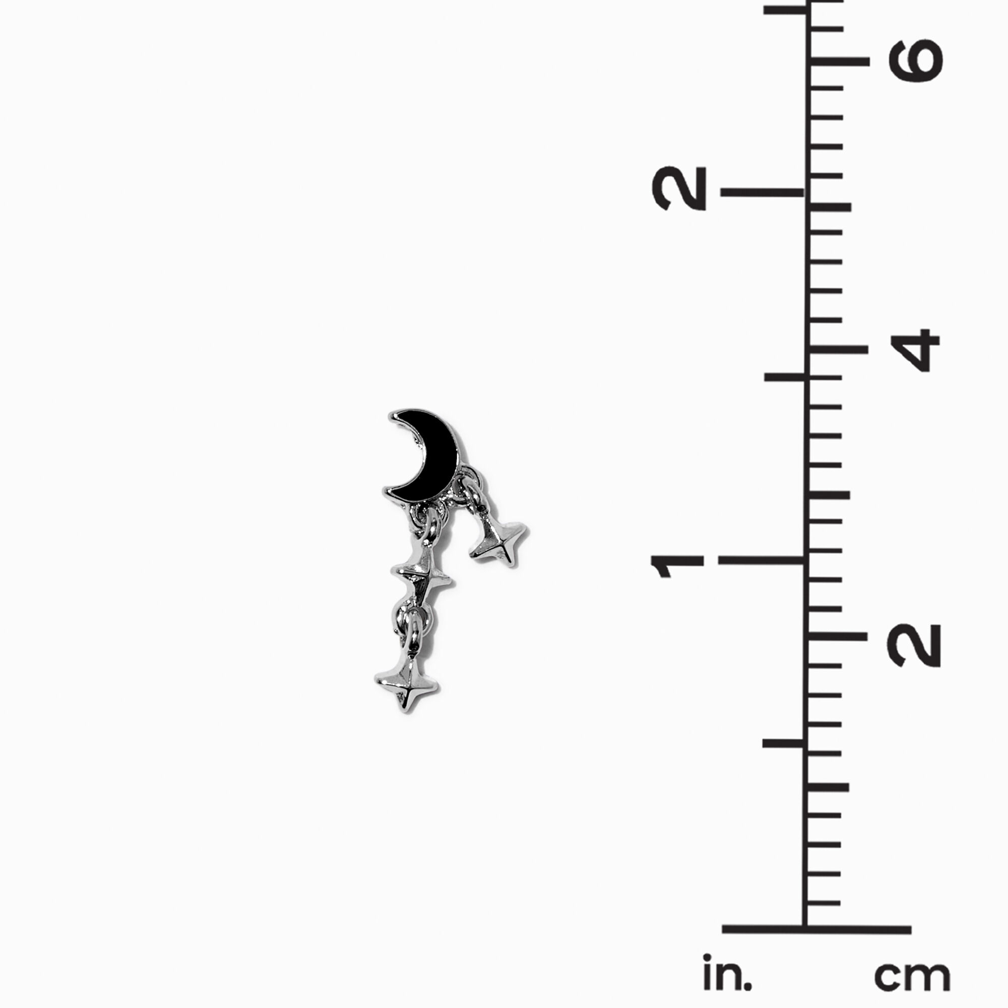 Crescent Moon & Stars Silver-tone Drop Earrings,