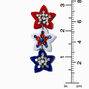 Red, White, &amp; Blue Beaded Star Trio Drop Earrings,