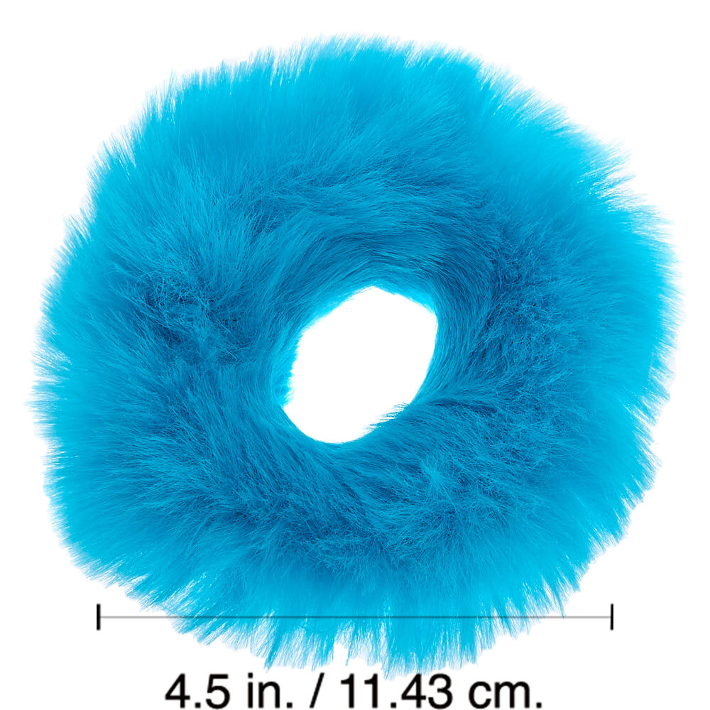 Medium Faux Fur Hair Scrunchie - Neon Blue,
