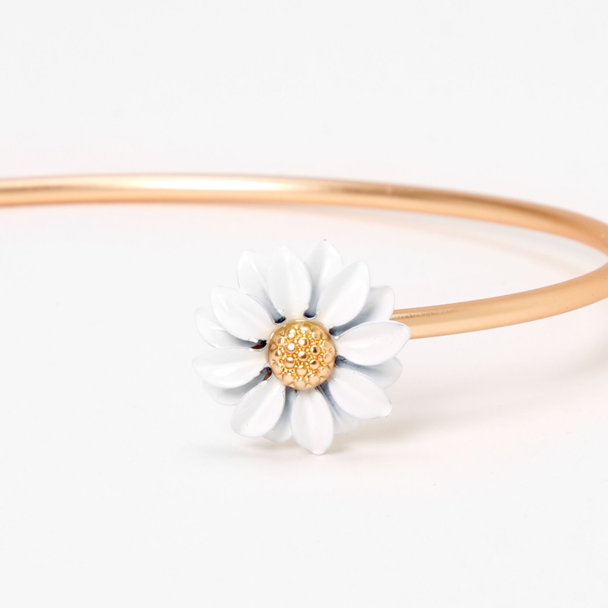 Gold Daisy & Bumblebee Thin Cuff Bracelet,