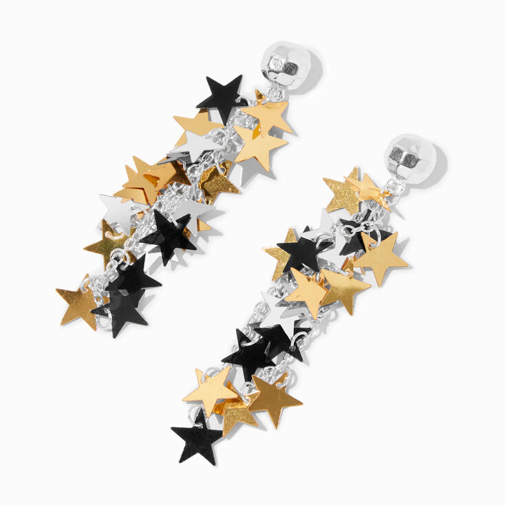 Metallic Stars &amp; Disco Ball 3&quot; Drop Earrings,