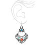 Silver 2&quot; Blue &amp; Red Burnished Stone Drop Earrings,