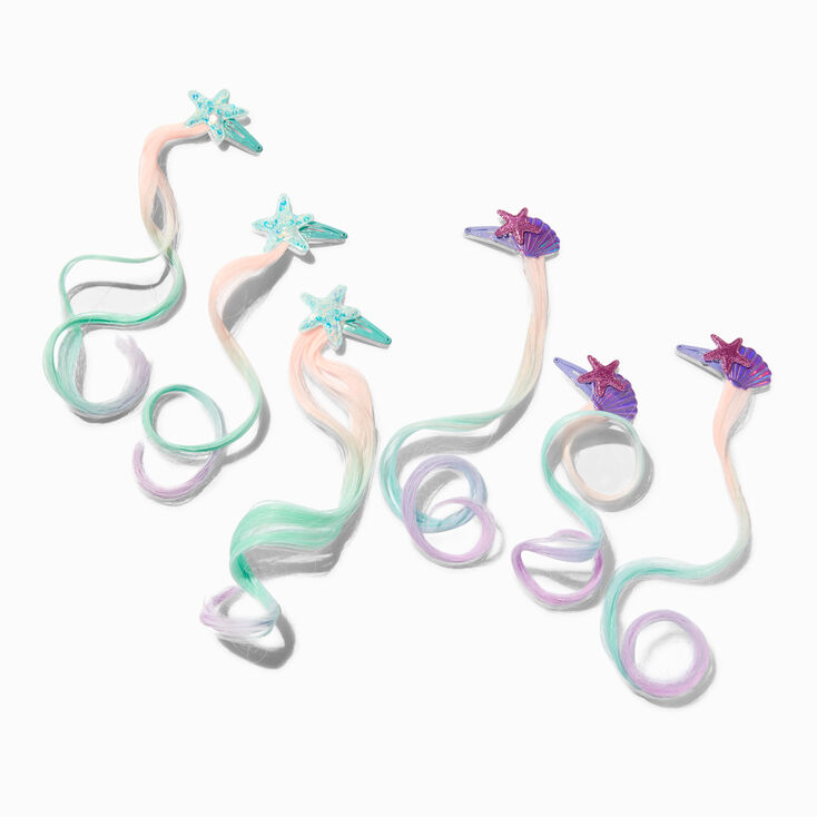 Claire&#39;s Club Faux Hair Curly Mermaid Icon Snap Clips - 6 Pack,