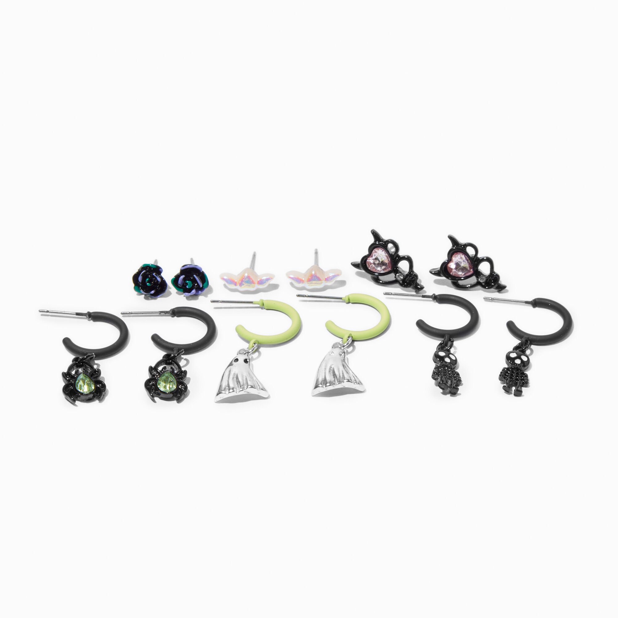 Halloween Creepville Mixed Stud & Drop Earrings - 6 Pack,