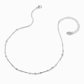 Silver-tone Cubic Zirconia Modern Stick Necklace,