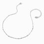 Silver-tone Cubic Zirconia Modern Stick Necklace,