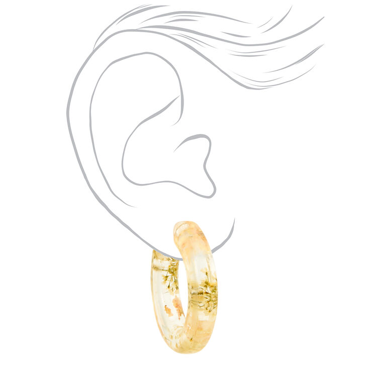 Green Clear 30MM Resin Floral Hoop Earrings,