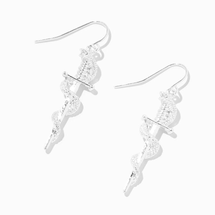 Silver-tone Dagger Snake 1&quot; Drop Earrings,