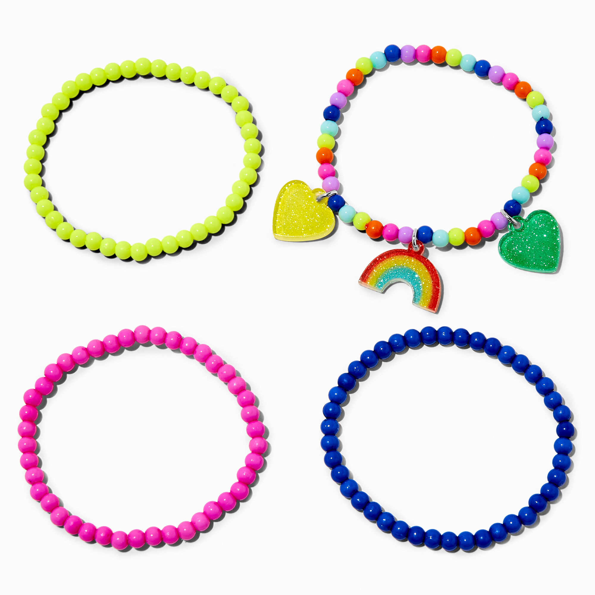 View Claires Club Seed Bead Stretch Bracelets 4 Pack Rainbow information
